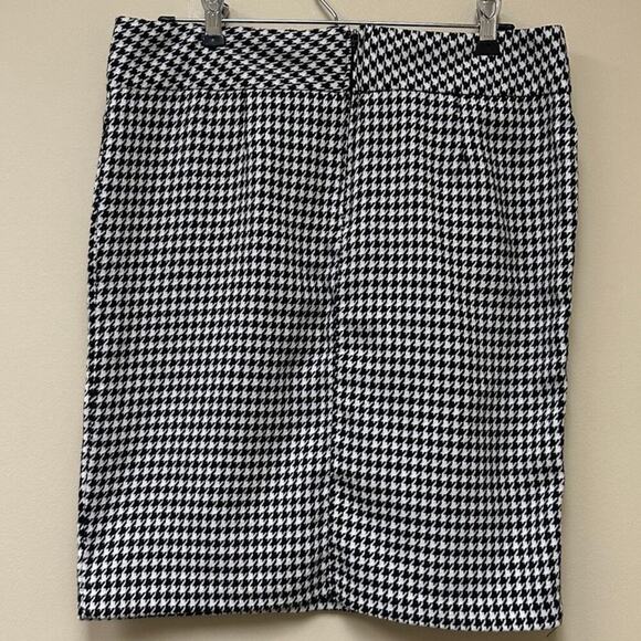 Black White Houndstooth Pocket Front Pencil Mini Skirt Size Large Clueless - Picture 2 of 10